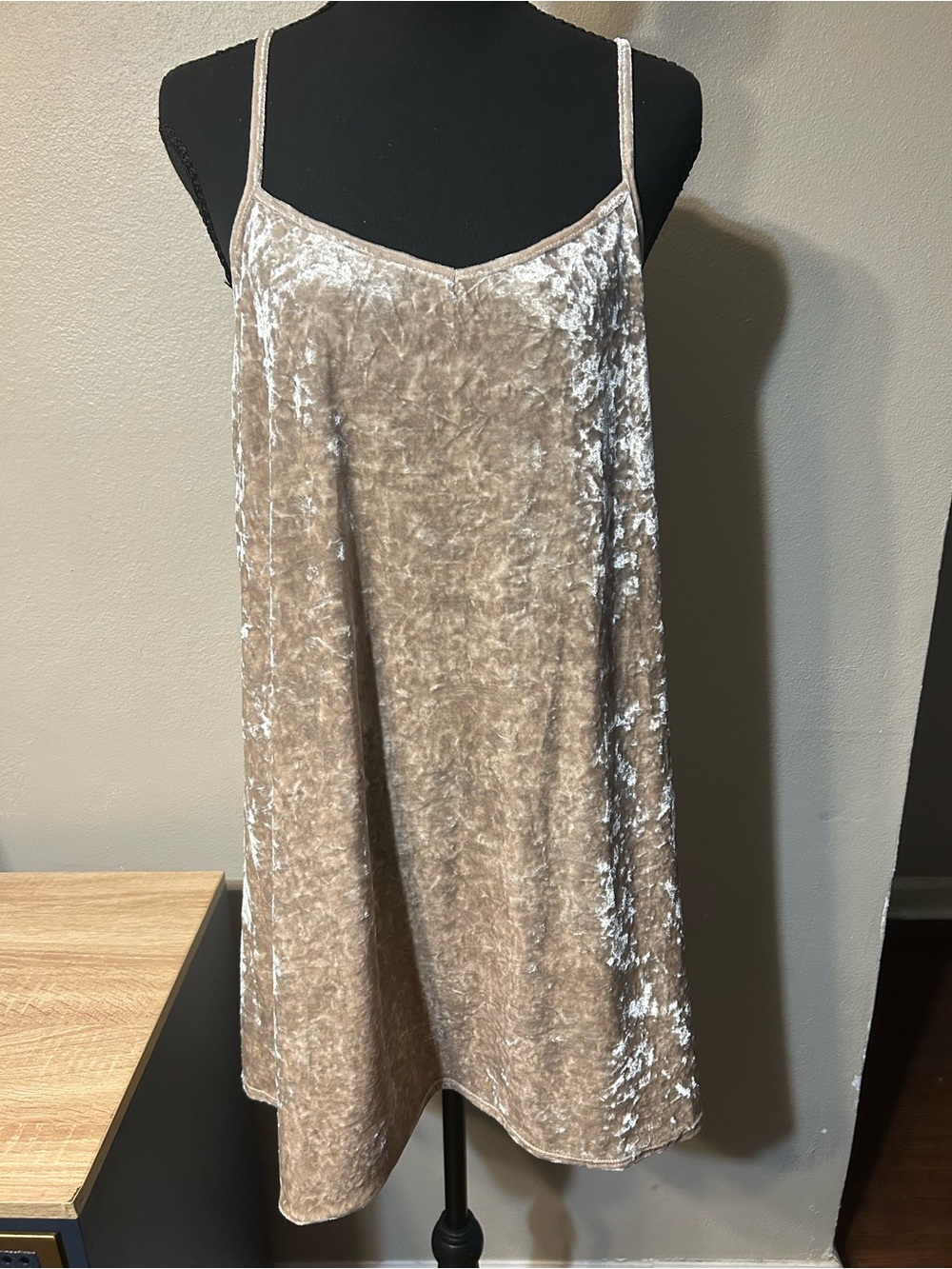 Crushed Velvet Slip Dress in Champagne by Peppermint USA - Picture 1 of 5